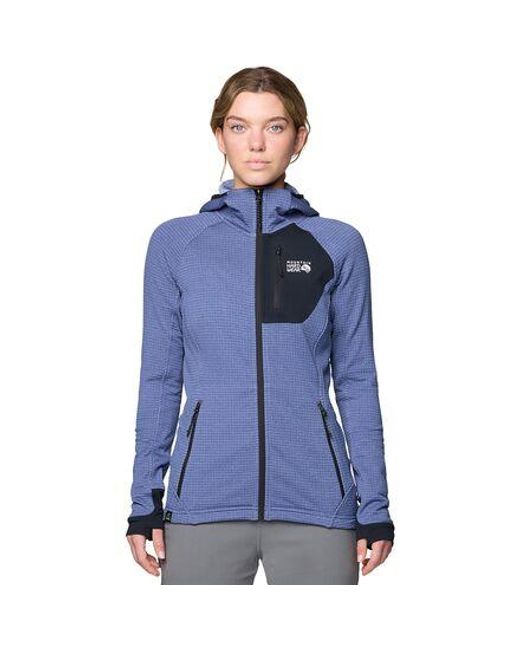 Mountain Hardwear Blue Polartec Power Grid Full-Zip Hooded Jacket