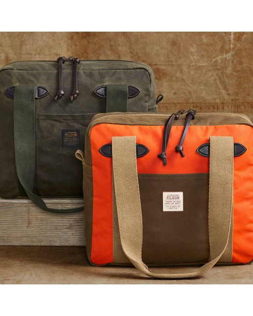 Filson Tin Cloth Tote Bag + Zipper in Green Lyst