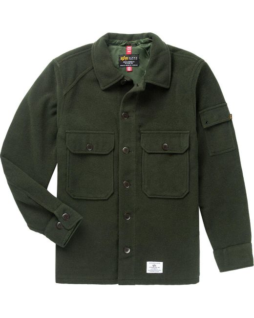 Alpha Industries Wool Shirt Jacket in Dark Green (Green) | Lyst