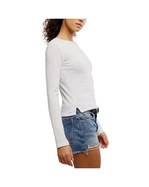 Free People Gray Nova Tee Long Sleeve Shirt