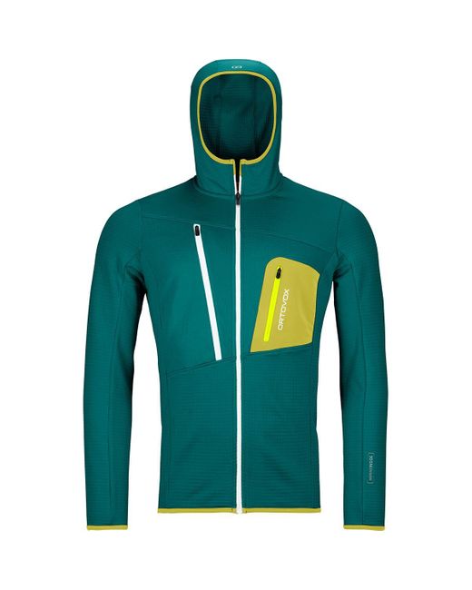 Ortovox Merino Fleece Grid Hooded Jacket in Green for Men | Lyst