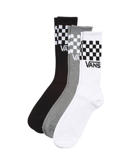 Vans Black Classic Check Crew Sock for men