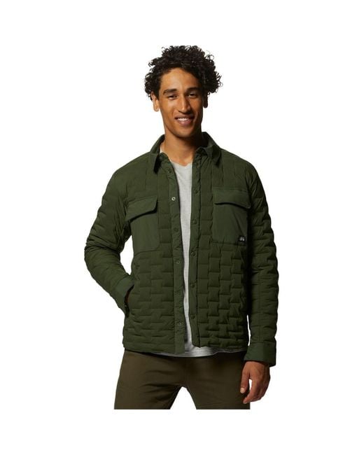 Mountain Hardwear Green Stretchdown Light Shacket