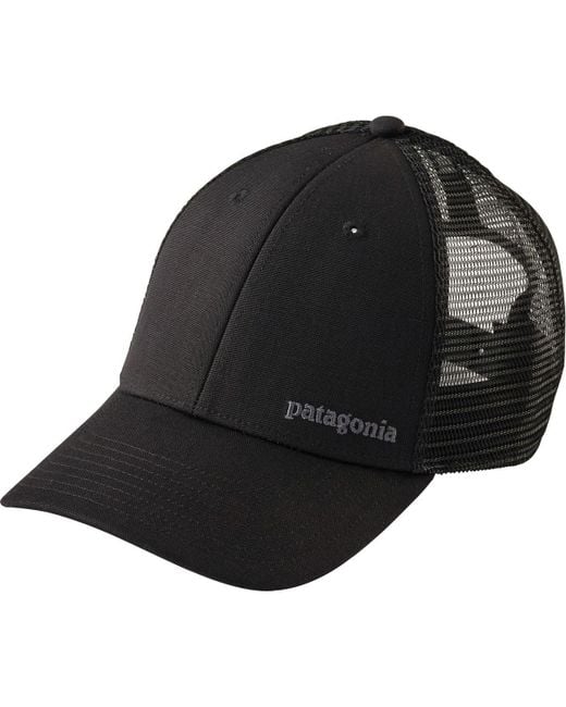 Patagonia Black Small Text Logo Lopro Trucker Hat for men