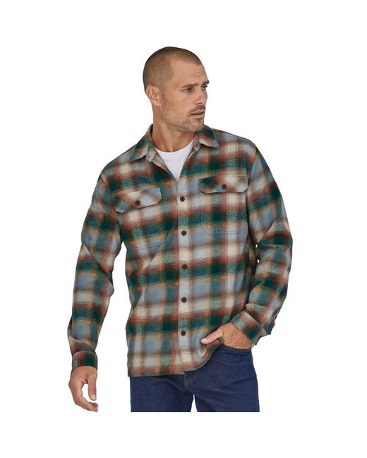 Patagonia Green Organic Cotton Mw Long-Sleeve Fjord Flannel Shirt