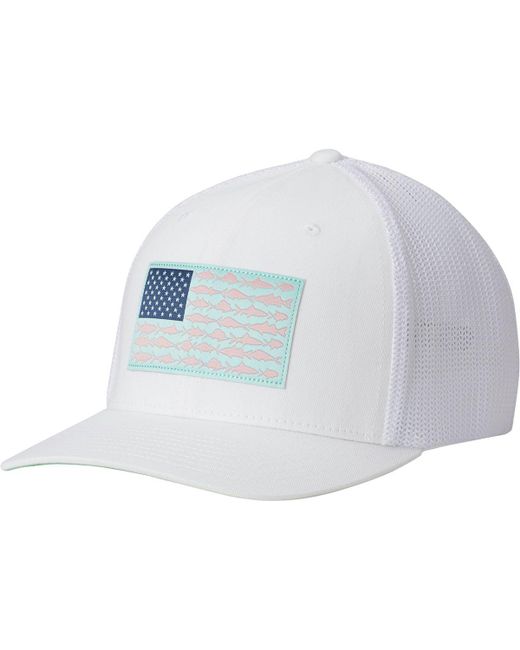 Columbia White Pfg Mesh Trucker Hat for men