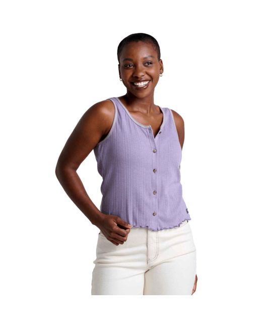 Toad&Co Purple Foothill Pointelle Button Tank