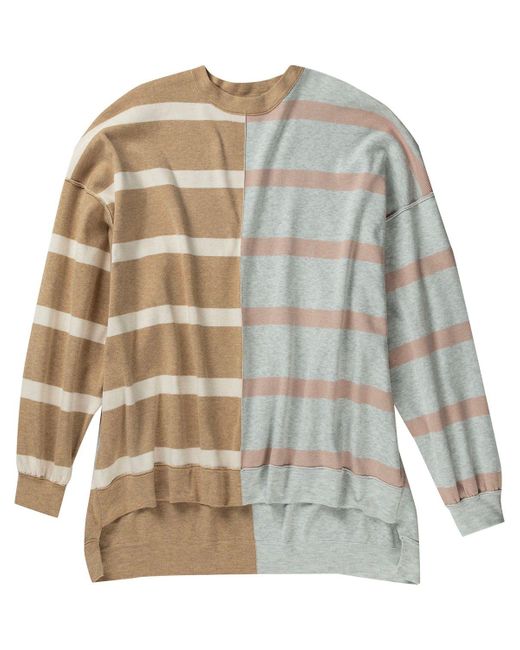 Free People Gray Uptown Stripe Pullover Sweater