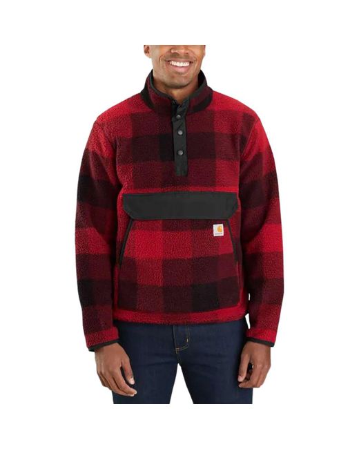 Carhartt Red Relaxed Fit Fleece Snap Front Jacket