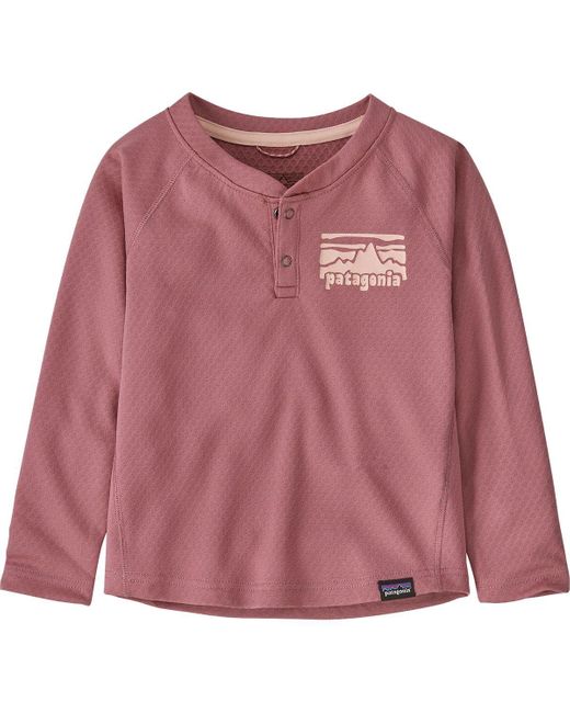 Patagonia Pink Capilene Midweight Henley Baselayer Top