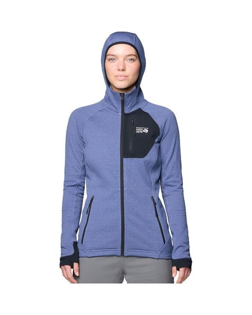 Mountain Hardwear Blue Polartec Power Grid Full-Zip Hooded Jacket