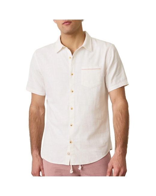 Marine Layer White Selvage Stretch Short-Sleeve Shirt
