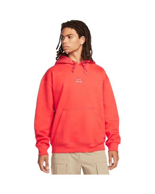 Nike Acg Tuff Fleece Pullover Hoodie in Red | Lyst