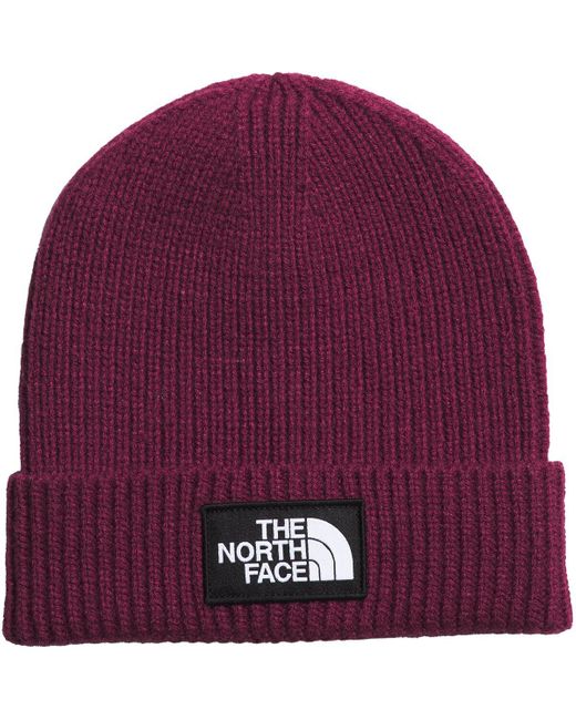 The North Face Purple Logo Box Cuffed Beanie