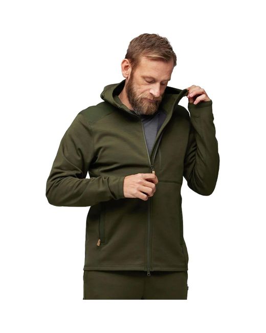 Fjallraven Keb Fleece Hooded Jacket in Green for Men | Lyst