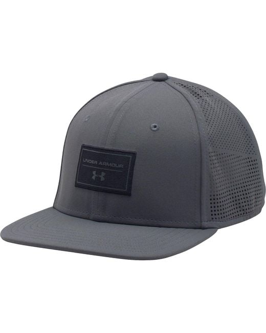 Under Armour Supervent Flat Brim Snapback Hat in Black for Men