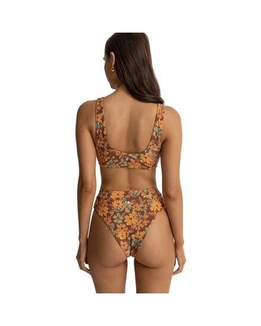 Rhythm Brown Oasis Floral Crop Bikini Top