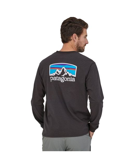 Patagonia Black Fitz Roy Horizons Long-Sleeve Responsibili-T-Shirt