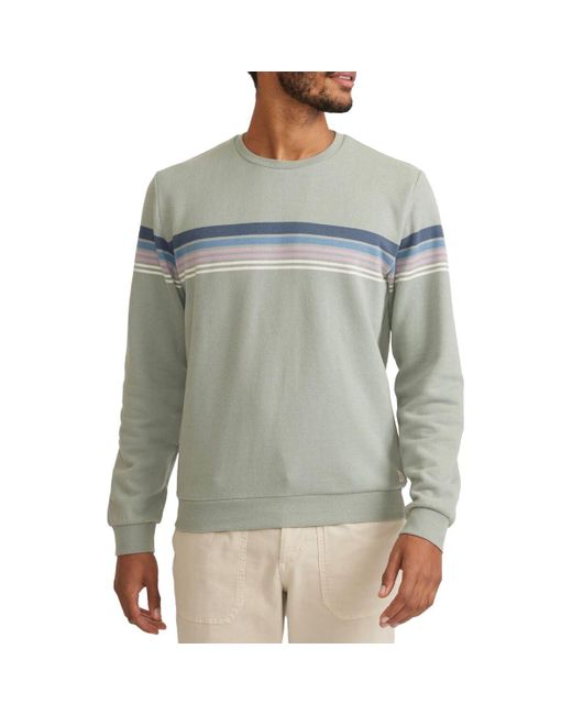Marine Layer Green Chest Stripe Crewneck Sweater for men