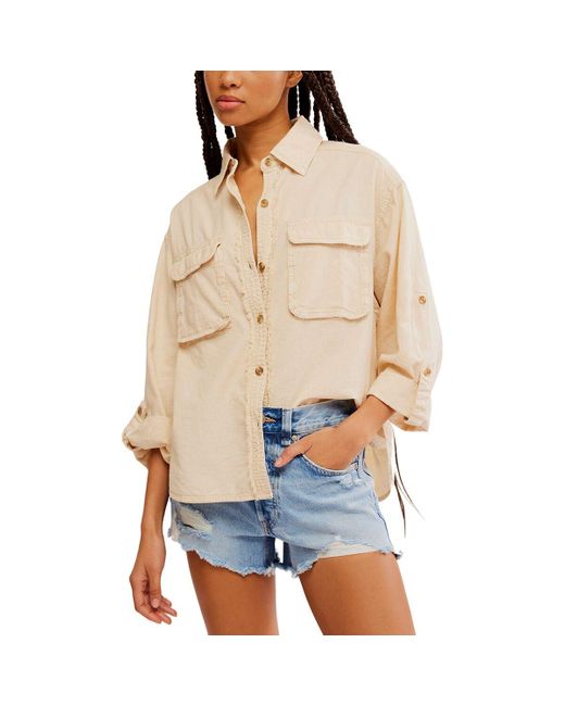 Free People Natural Made For Sun Linen Shirt