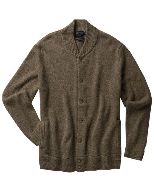 Pendleton Wool Shetland Cardigan Sweater in Tan (Green) for Men | Lyst