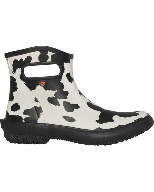 Bogs Black Patch Ankle Cow Print Boot