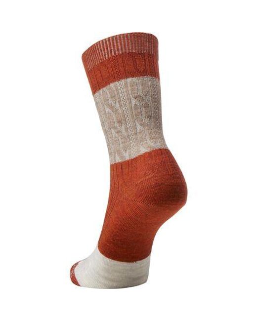Smartwool Red Everyday Color Block Cable Crew Sock