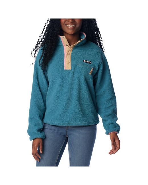 Columbia Blue Helvetia Cropped Half Snap Pullover