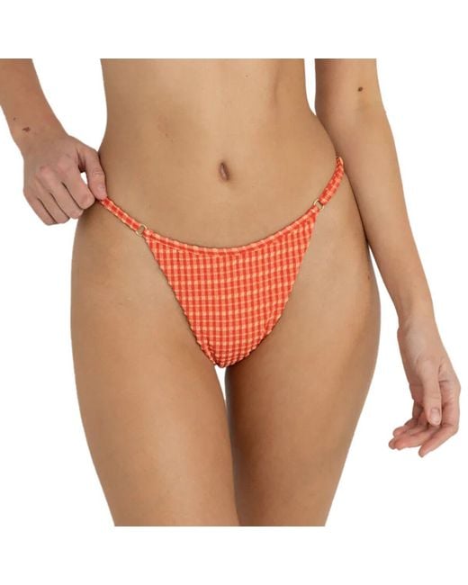Rhythm Orange Lola Check Soft Side Holiday Bikini Bottom