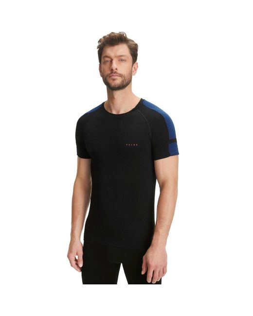 Falke Black Wool-Tech Short-Sleeve Shirt for men