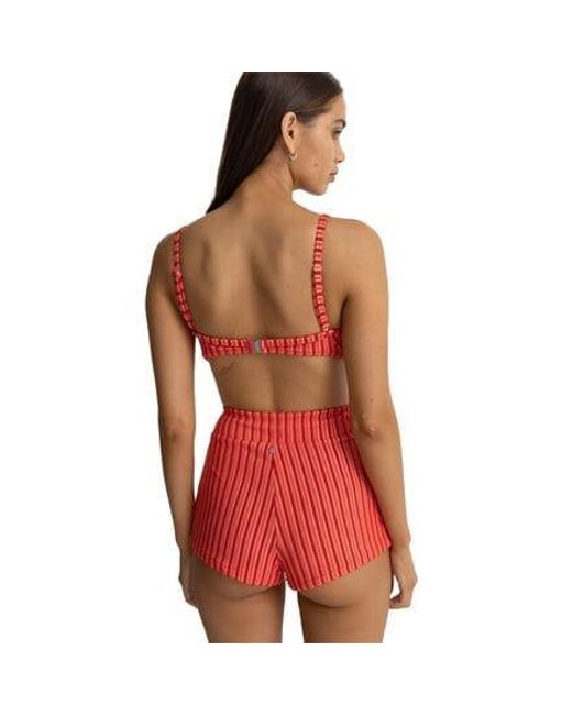 Rhythm Red Terry Sands Stripe Crop Bikini Top