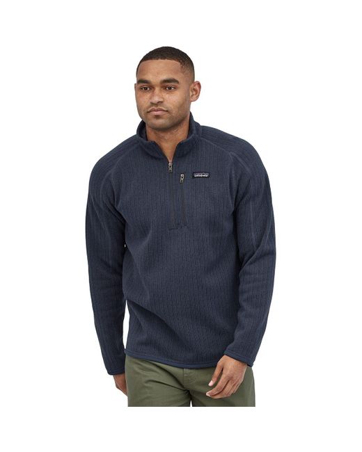 Patagonia Blue Better Sweater Rib Knit 1/4-zip Fleece Jacket for men