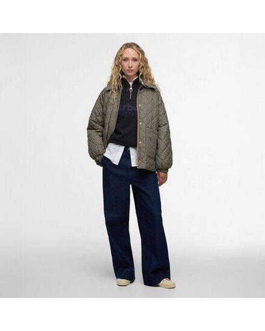 Barbour Gray Laoise Check Quilted Jacket