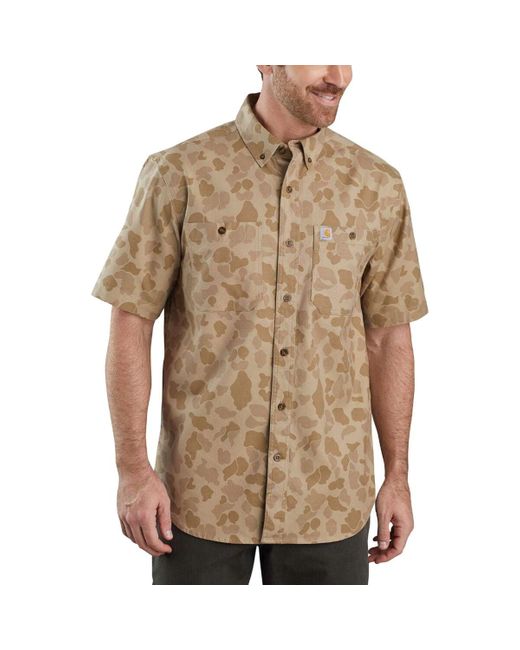 Carhartt Brown Rugged Flex Rigby Short-Sleeve Work Shirt for men