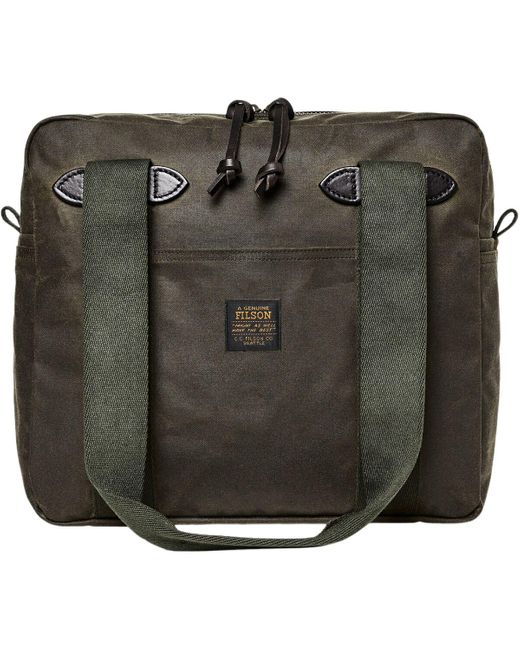 Filson Tin Cloth Tote Bag + Zipper in Green Lyst