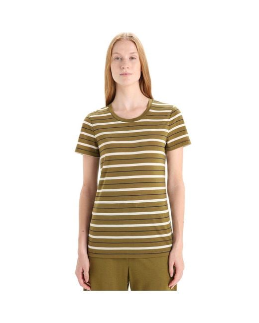 Icebreaker Green Wave Stripe Short-Sleeve T-Shirt