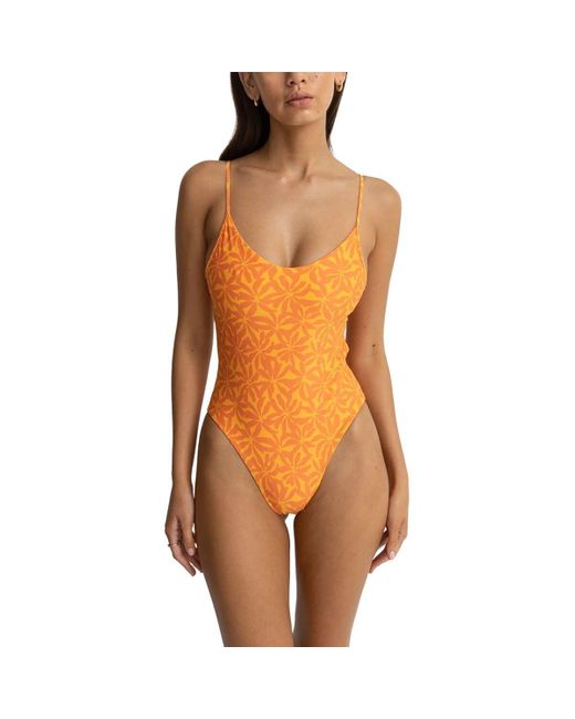 Rhythm Orange Allegra Tie Back Minimal One Piece Swimsuit