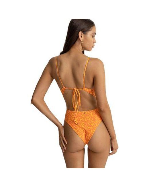 Rhythm Orange Allegra Tie Back Minimal One Piece Swimsuit