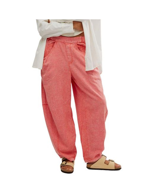 Free People Red High Road Pull On Barrel Pant