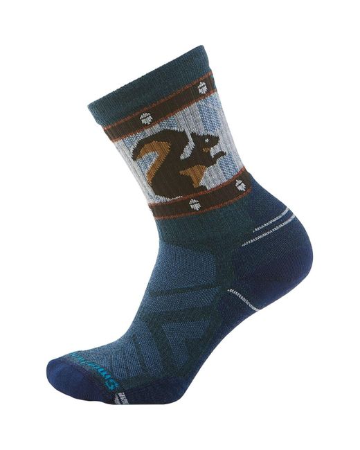 Smartwool Blue Hike Light Cushion Squirrely Print Crew Sock