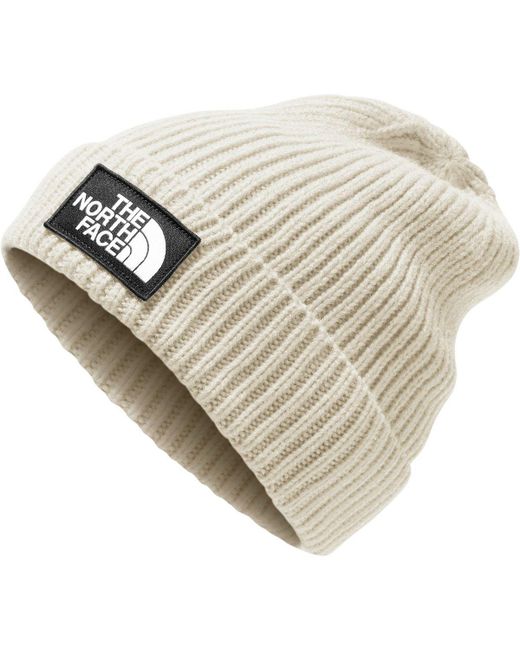 Logo Box Cuffed Beanie in Vintage White 