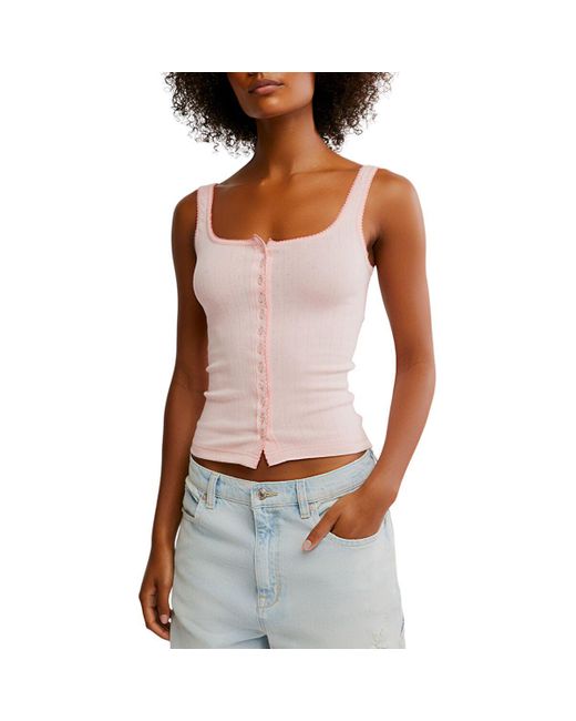 Free People Blue End Game Pointelle Tank Top