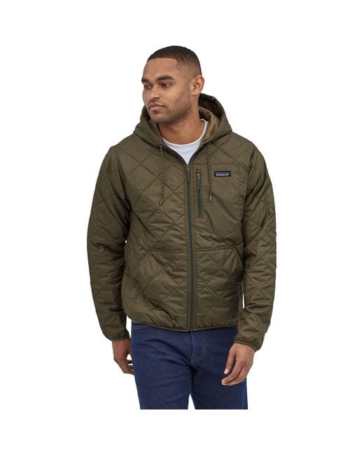 Patagonia Diamond Quilted Bomber Hooded Jacket in Green for Men Lyst