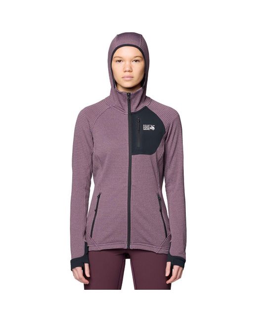 Mountain Hardwear Purple Polartec Power Grid Full-Zip Hooded Jacket