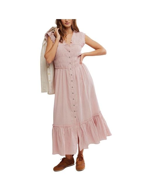 Free People Pink Desert Dazed Midi Dress