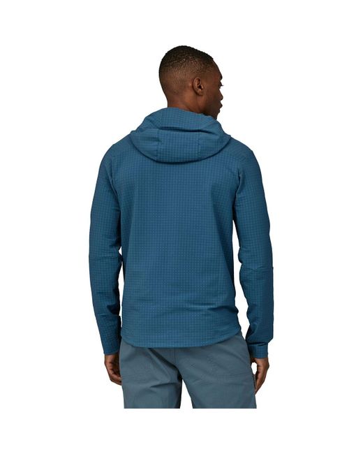 Patagonia R1 Techface Hooded Fleece Jacket in Blue for Men | Lyst