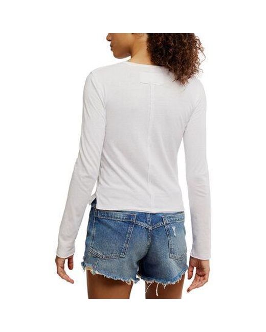 Free People Gray Nova Tee Long Sleeve Shirt