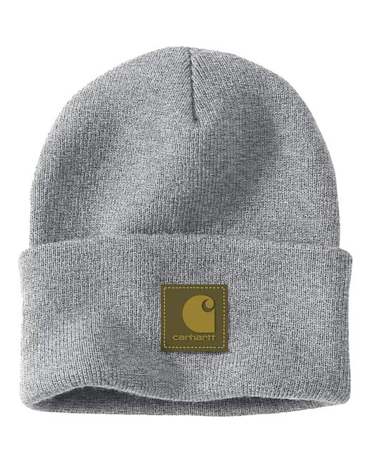 Carhartt Gray Knit Rubber Patch Beanie