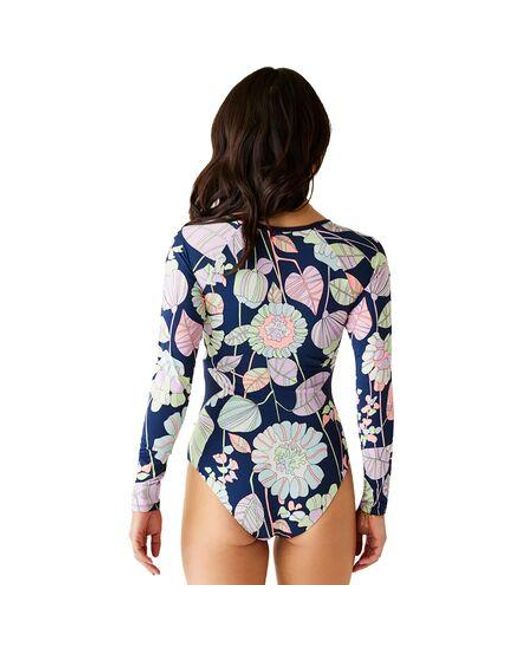 Carve Designs Blue All Day Long-Sleeve One-Piece Swimsuit