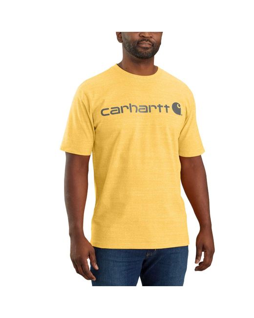 Carhartt Yellow Signature Logo Loose Fit Short-Sleeve T-Shirt for men
